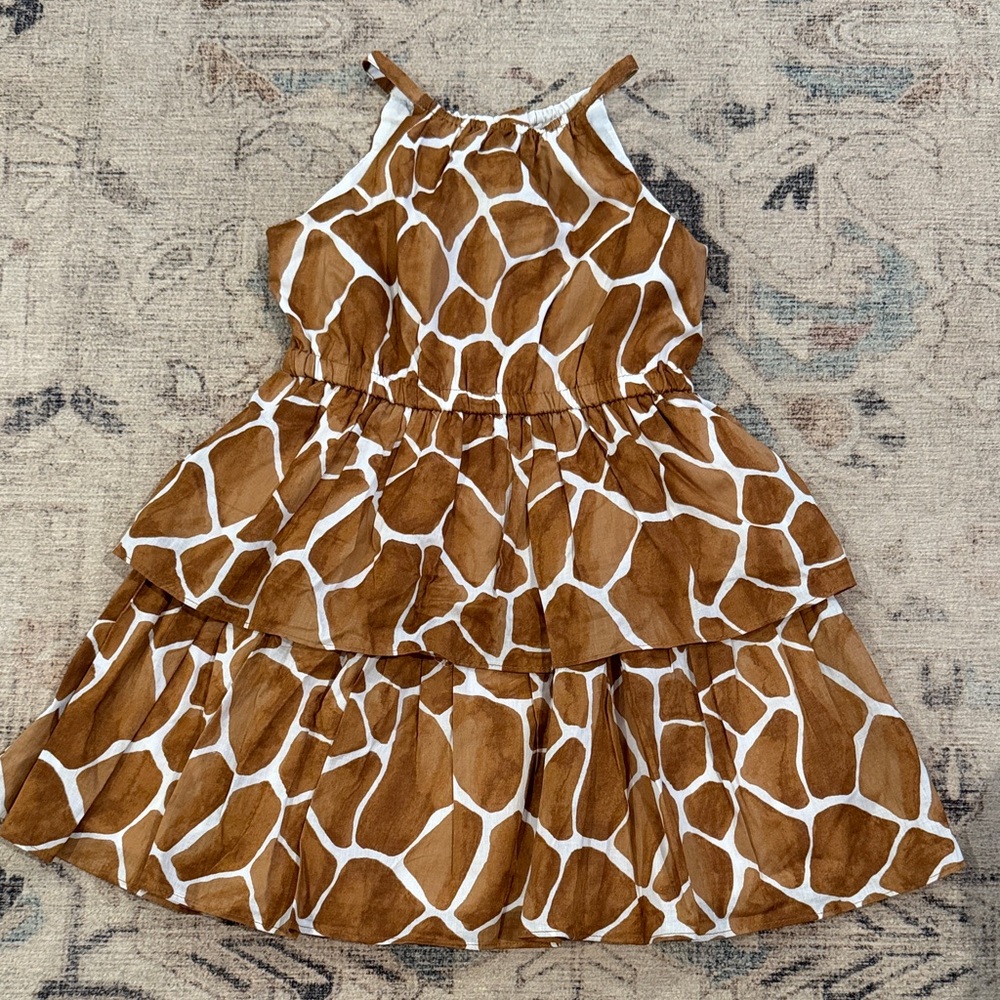 Janie and Jack Brown and White Giraffe Print Dress